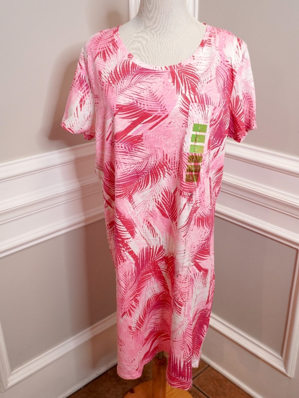 NEW Stella Parker T-shirt Tunic Cotton Dress Tropical Pink, Size L